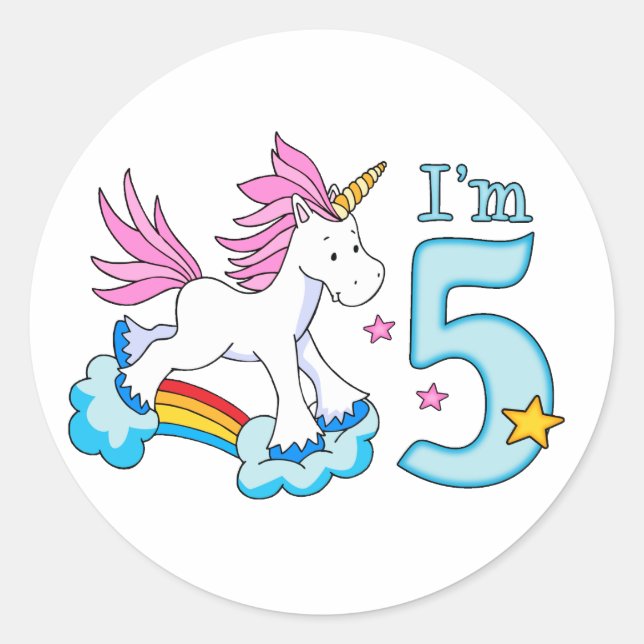 Adesivo Unicorn Rainbow 5 Birthday (Frente)