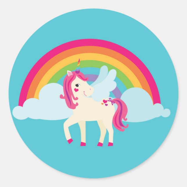 Adesivo Unicorn Rainbow Birthday Baby Envelope Sticker (Frente)
