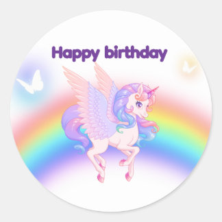 Adesivo Unicorn Rainbow Birthday Invitation  Sticker
