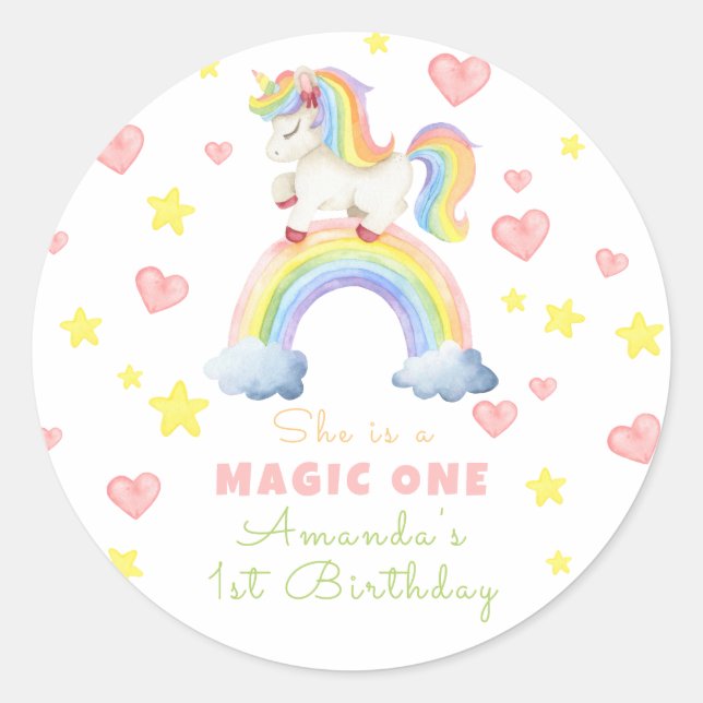 Adesivo Unicorn Rainbow Magic One First Birday (Frente)