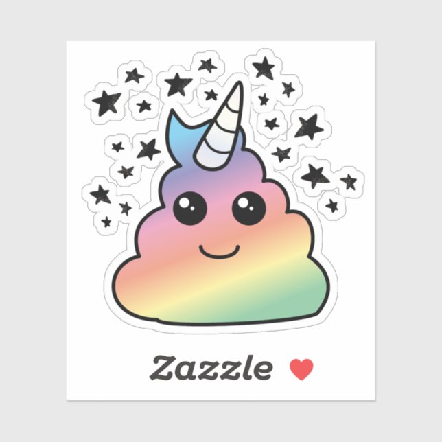 Adesivo Unicorn Rainbow Poop Emoji Kawaii (Folha)