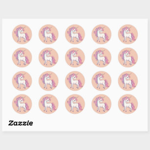 Adesivo Unicorn Round Stickers - Peach