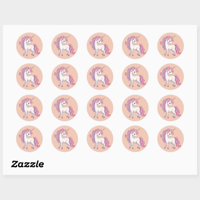 Adesivo Unicorn Round Stickers - Peach (Folha)