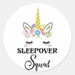 Adesivo Unicorn Sleepover Squad Birthday SlumbParty