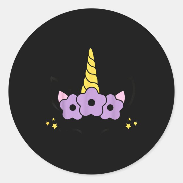 Adesivo Unicorn Smile Eyelashes Kid Unicorns Flowers Wreat (Frente)