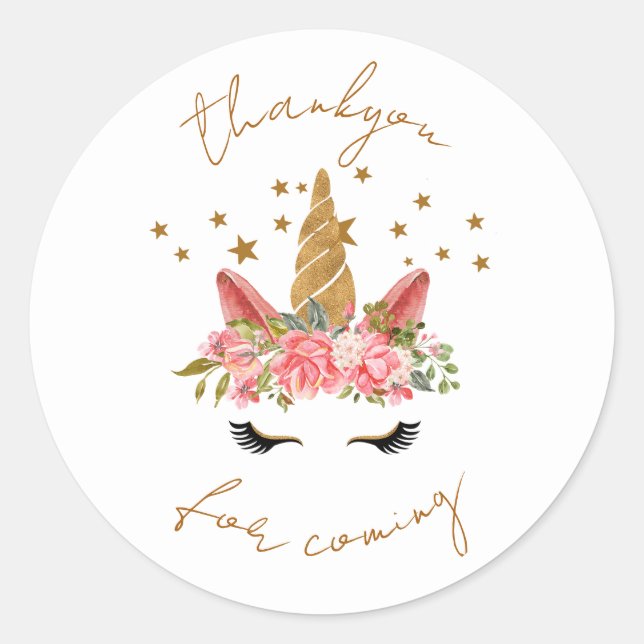 Adesivo Unicorn Star Party Thankyou Sticker (Frente)