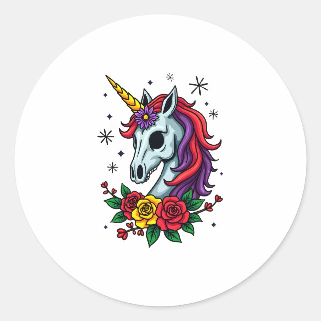 Adesivo Unicorn Sugar Skull Mexican Art, Christmas T-Shirt (Frente)