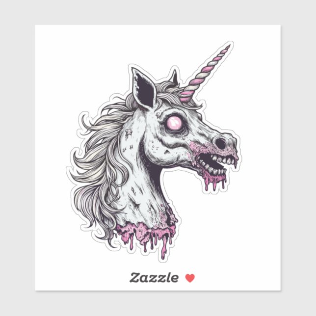 Adesivo Unicorn Zombie Head (Folha)
