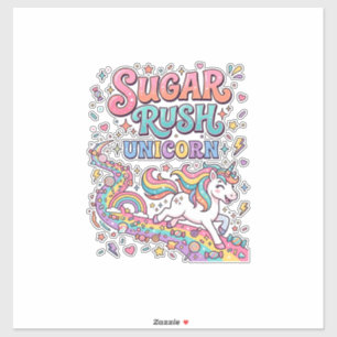 Adesivo Unicórnio Açúcar Rush Unicórnio Kawaii Mercado Art