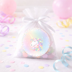 Adesivo Unicórnio Arco-Íris Pastel Feliz Aniversário