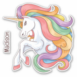 Adesivo Unicórnio Colorido de Nome Personalizado