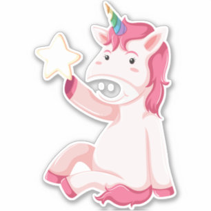 Adesivo Unicórnio cor-de-rosa engraçado