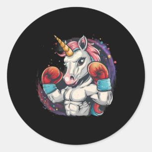Adesivo Unicórnio de Boxe Com Luvas de Boxe Kickboxing Eng