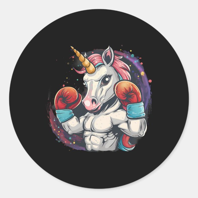 Adesivo Unicórnio de Boxe Com Luvas de Boxe Kickboxing Eng (Frente)