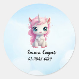 Adesivo Unicórnio de Cute Personalizado,Nome,Número de Tel