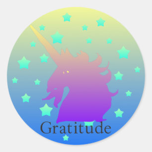 Adesivo Unicórnio de Ombre com gratitude da palavra
