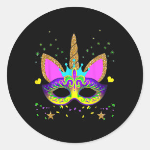 Adesivo Unicórnio E Máscara Mardi Gras Meninas Crianças To