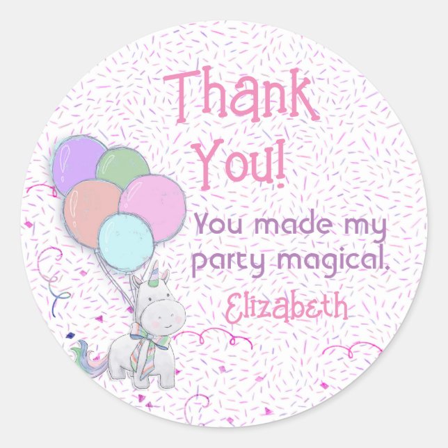 Adesivo Unicórnio e sprinkels aniversário colorido (Frente)