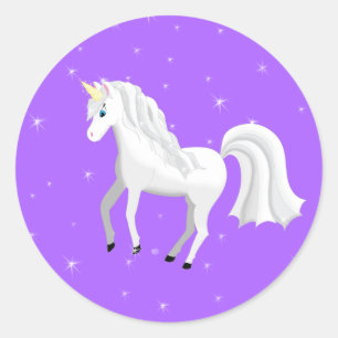 Adesivo Unicórnio Enchanting no fundo e em estrelas roxos