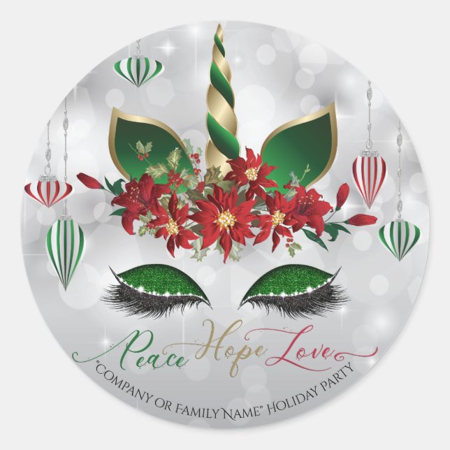 Adesivo Unicórnio Festivo Enfrenta Esperança de Paz e Amor (Frente)