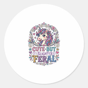 Adesivo Unicórnio Fofo mas Ligeiramente Feral Fundo Branco