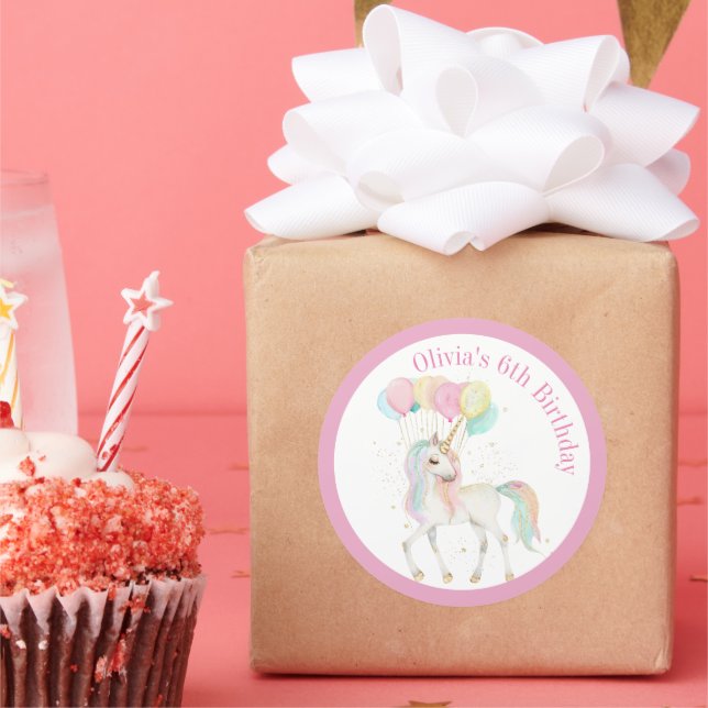 Adesivo Unicórnio mágico com balões arco-íris (Festa)