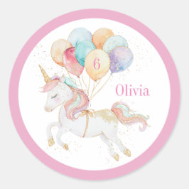 Adesivo Unicórnio Mágico com Nome e Idade dos Balões do Ar