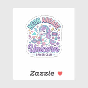 Adesivo Unicórnio Neon Arcade Unicórnio Estilo Retro Produ