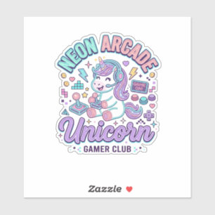 Adesivo Unicórnio Neon Arcade Unicórnio Estilo Retro Produ