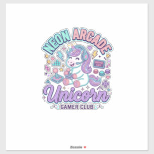Adesivo Unicórnio Neon Arcade Unicórnio Estilo Retro Produ