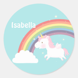 Adesivo Unicórnio Voador Fofo Arco-íris Personalizado