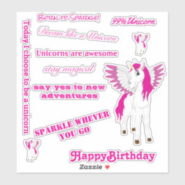 Adesivo Unicórnio Voador Rosa Wing