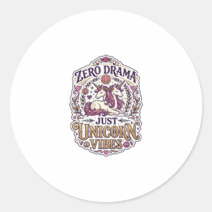Adesivo Unicórnio Zero Drama Apenas Vibrações de Unicórnio