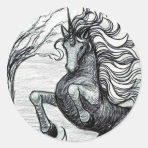 Adesivo Unicórnios Preto Unicorn Desenho Preto e Branco