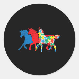 Adesivo Unicórnios Puzzle Azul Vermelho Consciência do Aut