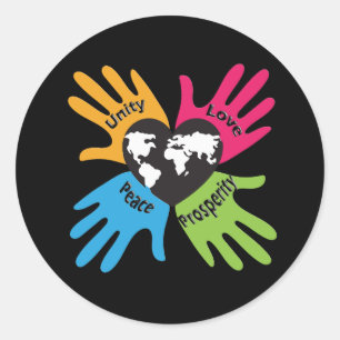 Adesivo Unidade, Amor, Paz, Prosperidade