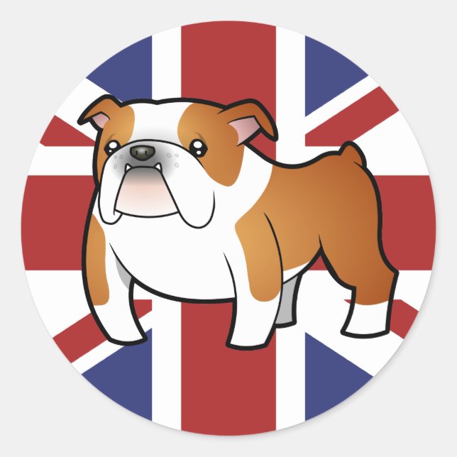 Adesivo Union Jack Cartoon English Bulldog (Frente)