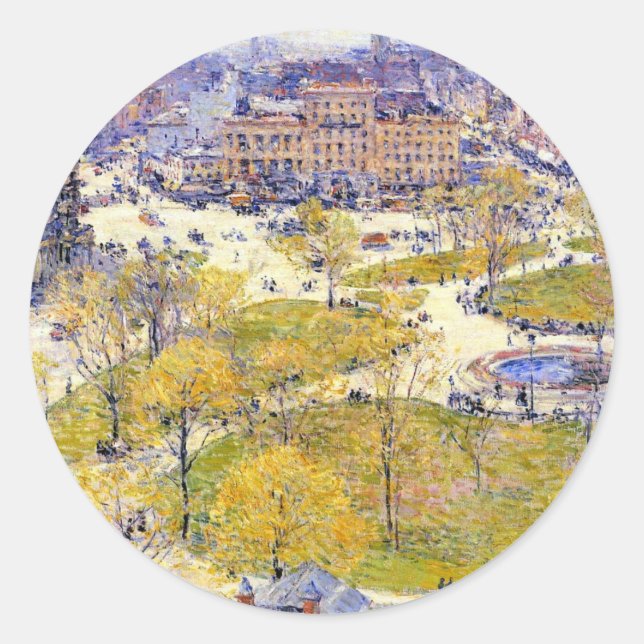 Adesivo Union Square em Primavera por Frederick Childe Has (Frente)
