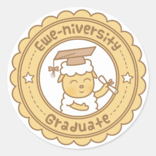 Adesivo Universitário Ovino Diplomado Humor Pun