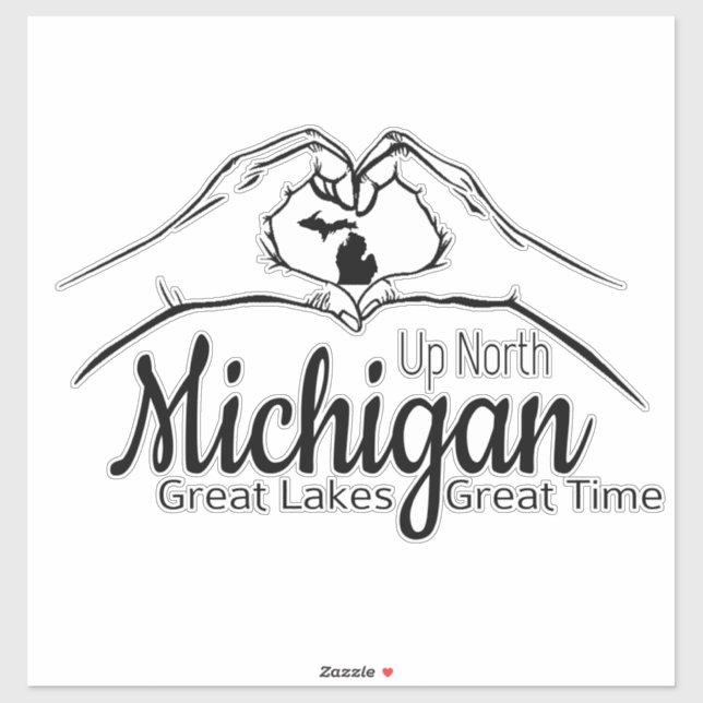 Adesivo "Up North Michigan" "Heart Hands Sticker Sheet (Folha)
