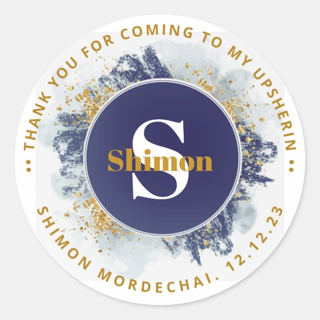 Adesivo Upsherin - Obrigado pela Glitter inicial NAV Water (Frente)