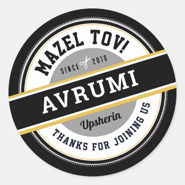 Adesivo Upsherin Personalizado Stickers com Nome (Frente)