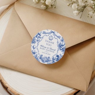 Adesivo Ursa de pelúcia azul Toile de Jouy, agradecimento 