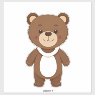 Adesivo Ursa de pelúcia marrom fofa desenho animado