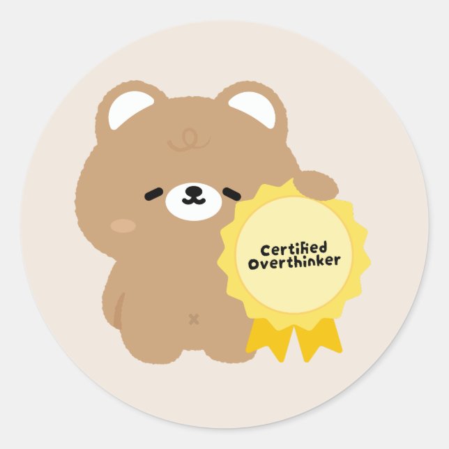 Adesivo Ursa Marrom Pensadora Certificada  (Frente)