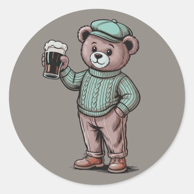 Adesivo Ursa Teddy Fofa Bebendo Cerveja (Frente)