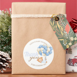 Adesivo Ursinho Bonito Balões Chá Bebê Garoto Obrigado