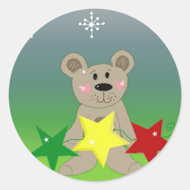 Adesivo Ursinho com Estrelas de Feriado (Frente)