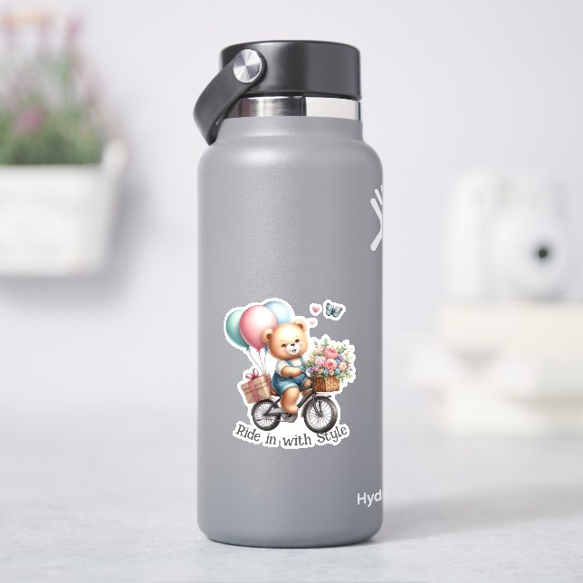 Adesivo Ursinho de pelúcia andando de bicicleta (HidroFlask)