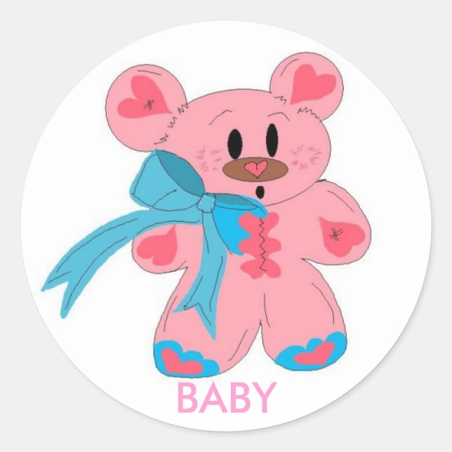 Adesivo Ursinho de pelúcia rosa bebê (Frente)